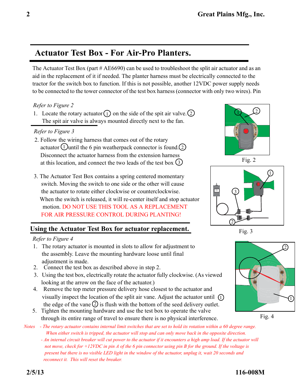 Actuator test box - for air-pro planters | Great Plains PM300 Assembly Instructions User Manual | Page 2 / 16