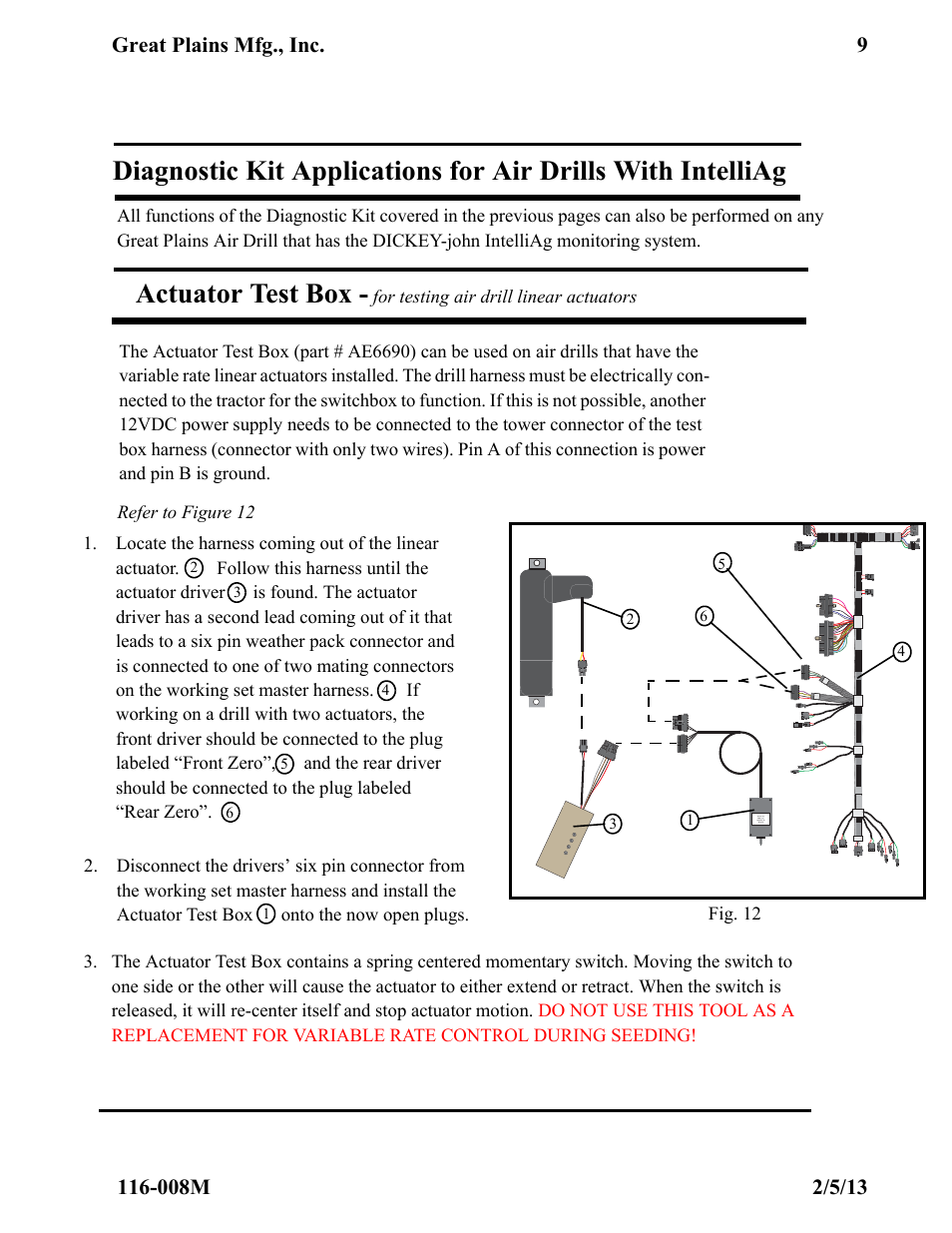 Actuator test box | Great Plains PM300 Assembly Instructions User Manual | Page 9 / 16