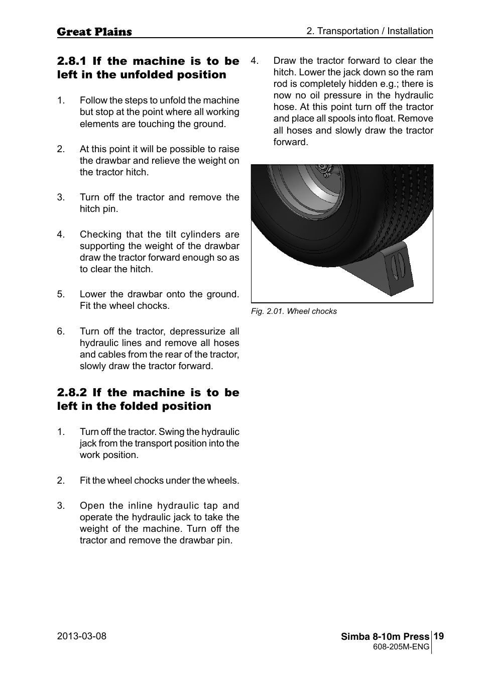 Great Plains Simba 8-10m Press Operator Manual User Manual | Page 19 / 44