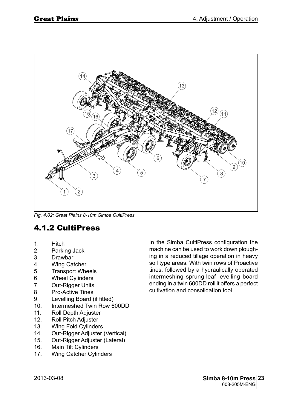 2 cultipress | Great Plains Simba 8-10m Press Operator Manual User Manual | Page 23 / 44