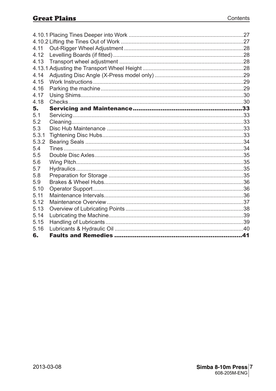 Great Plains Simba 8-10m Press Operator Manual User Manual | Page 7 / 44