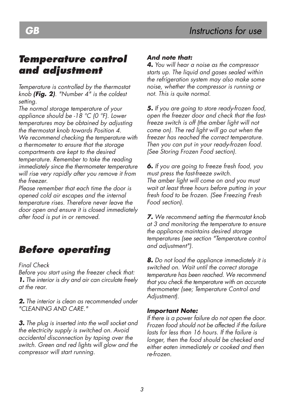 Instructions for use gb, Temperature control and adjustment, Before operating | Beko BK 7681 User Manual | Page 8 / 19