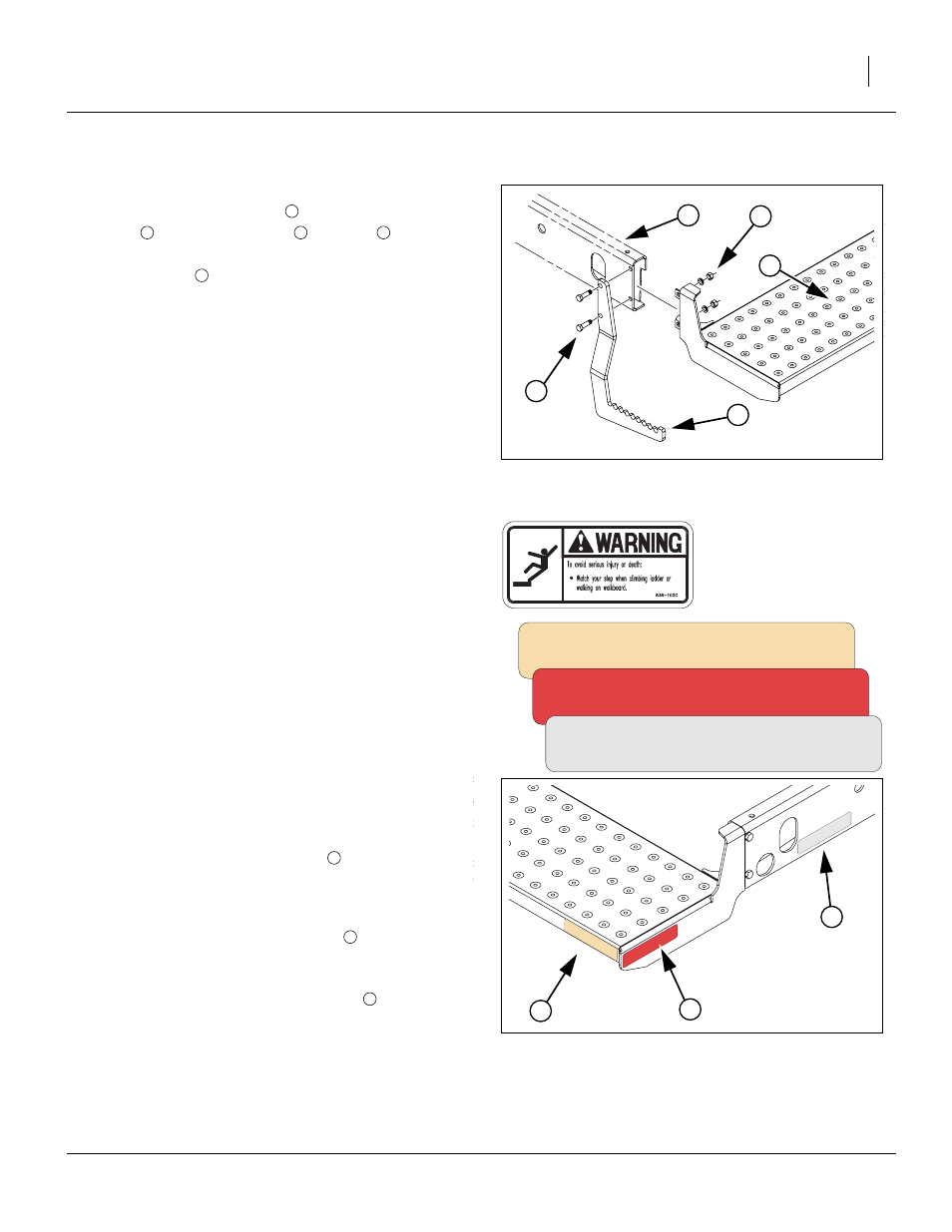 Install fixed walkboard steps, Apply reflectors and decals, Wing walkboard inner decals | Great Plains 2S-2600HDF Predelivery Manual User Manual | Page 13 / 40