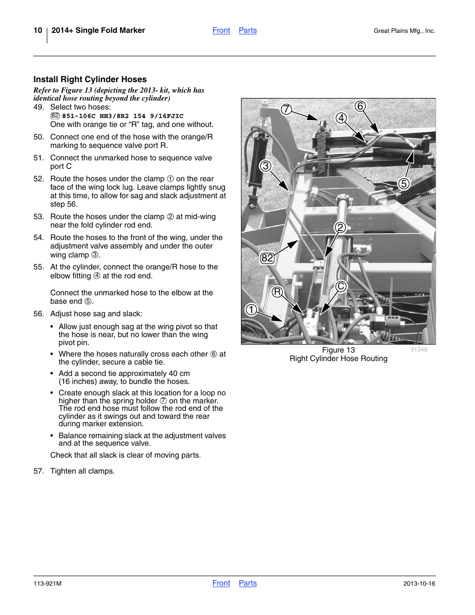 Install right cylinder hoses | Great Plains NTA2007HD Installation Instructions User Manual | Page 10 / 20