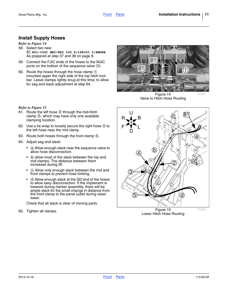 Install supply hoses | Great Plains NTA2007HD Installation Instructions User Manual | Page 11 / 20
