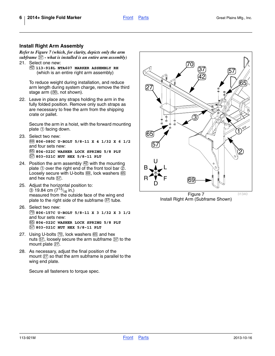 Install right arm assembly | Great Plains NTA2007HD Installation Instructions User Manual | Page 6 / 20