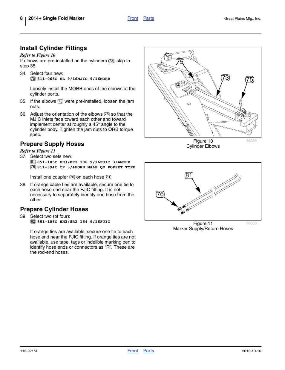 Install cylinder fittings, Prepare supply hoses, Prepare cylinder hoses | Great Plains NTA2007HD Installation Instructions User Manual | Page 8 / 20