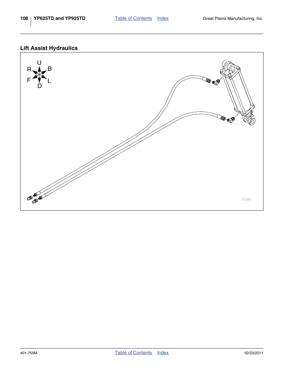 Lift assist hydraulics | Great Plains YP925TD Operator Manual User Manual | Page 112 / 134