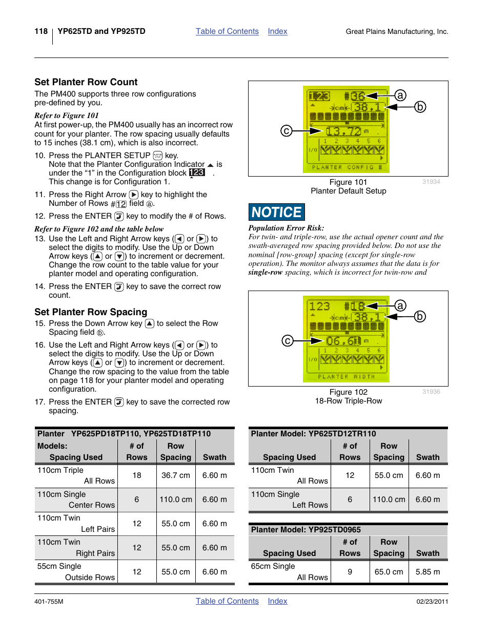 Set planter row count, Set planter row spacing, Set planter row count set planter row spacing | Mode is already set. skip to step 10, Ab c | Great Plains YP925TD Operator Manual User Manual | Page 122 / 134