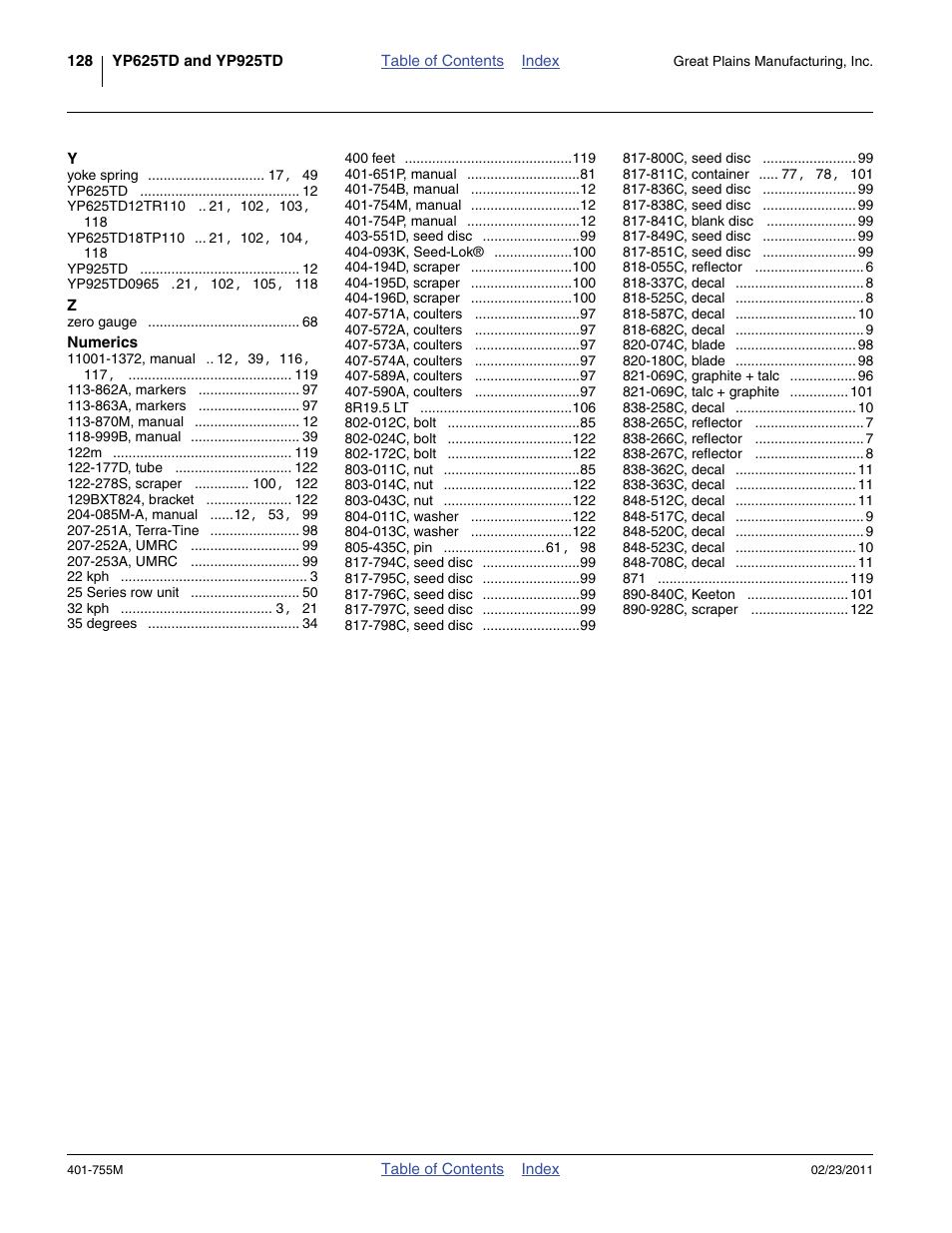 Great Plains YP925TD Operator Manual User Manual | Page 132 / 134