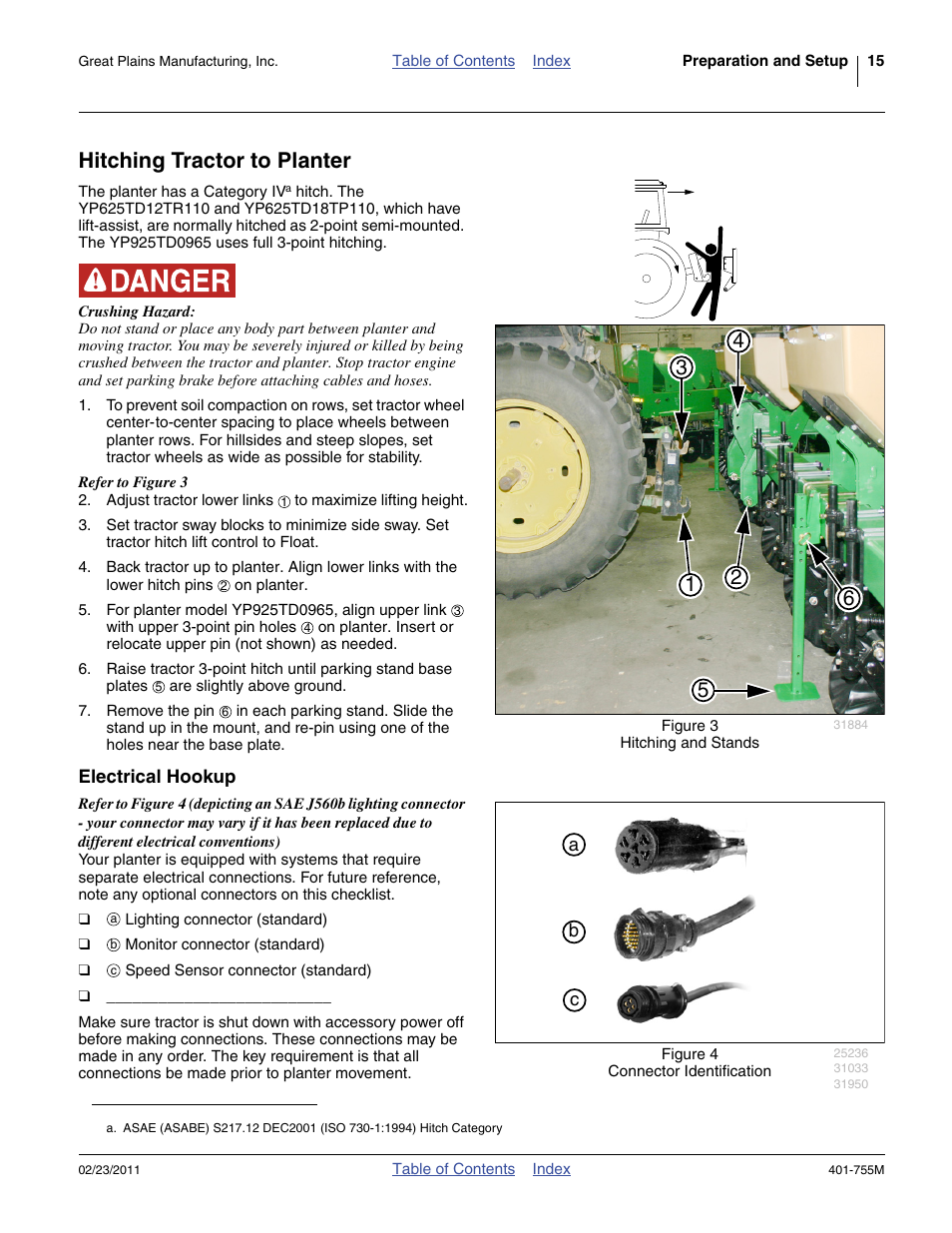 Hitching tractor to planter, Electrical hookup | Great Plains YP925TD Operator Manual User Manual | Page 19 / 134