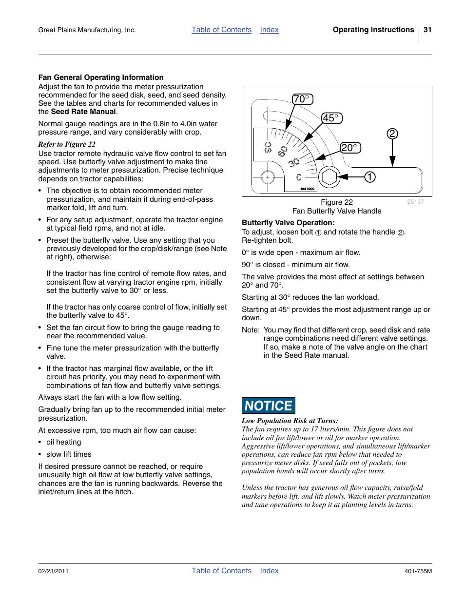 Fan general operating information, Butterfly valve operation | Great Plains YP925TD Operator Manual User Manual | Page 35 / 134