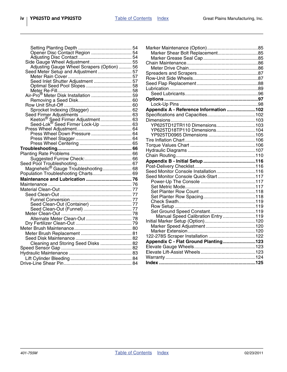 Great Plains YP925TD Operator Manual User Manual | Page 4 / 134