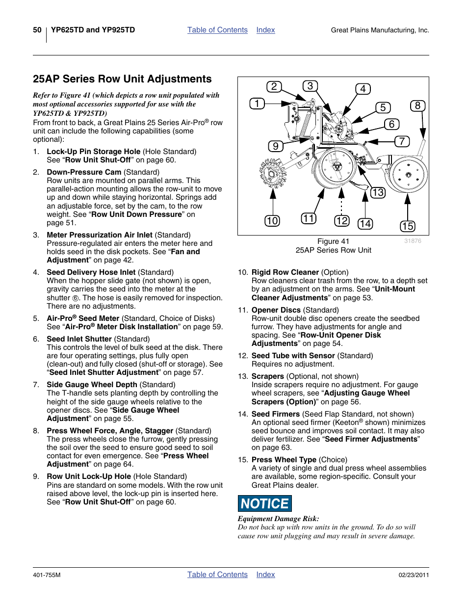 25ap series row unit adjustments | Great Plains YP925TD Operator Manual User Manual | Page 54 / 134