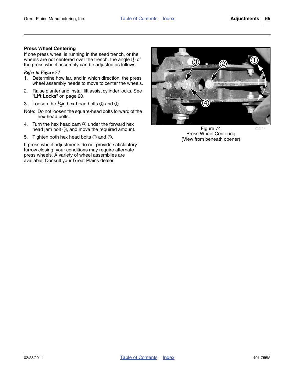 Press wheel centering | Great Plains YP925TD Operator Manual User Manual | Page 69 / 134