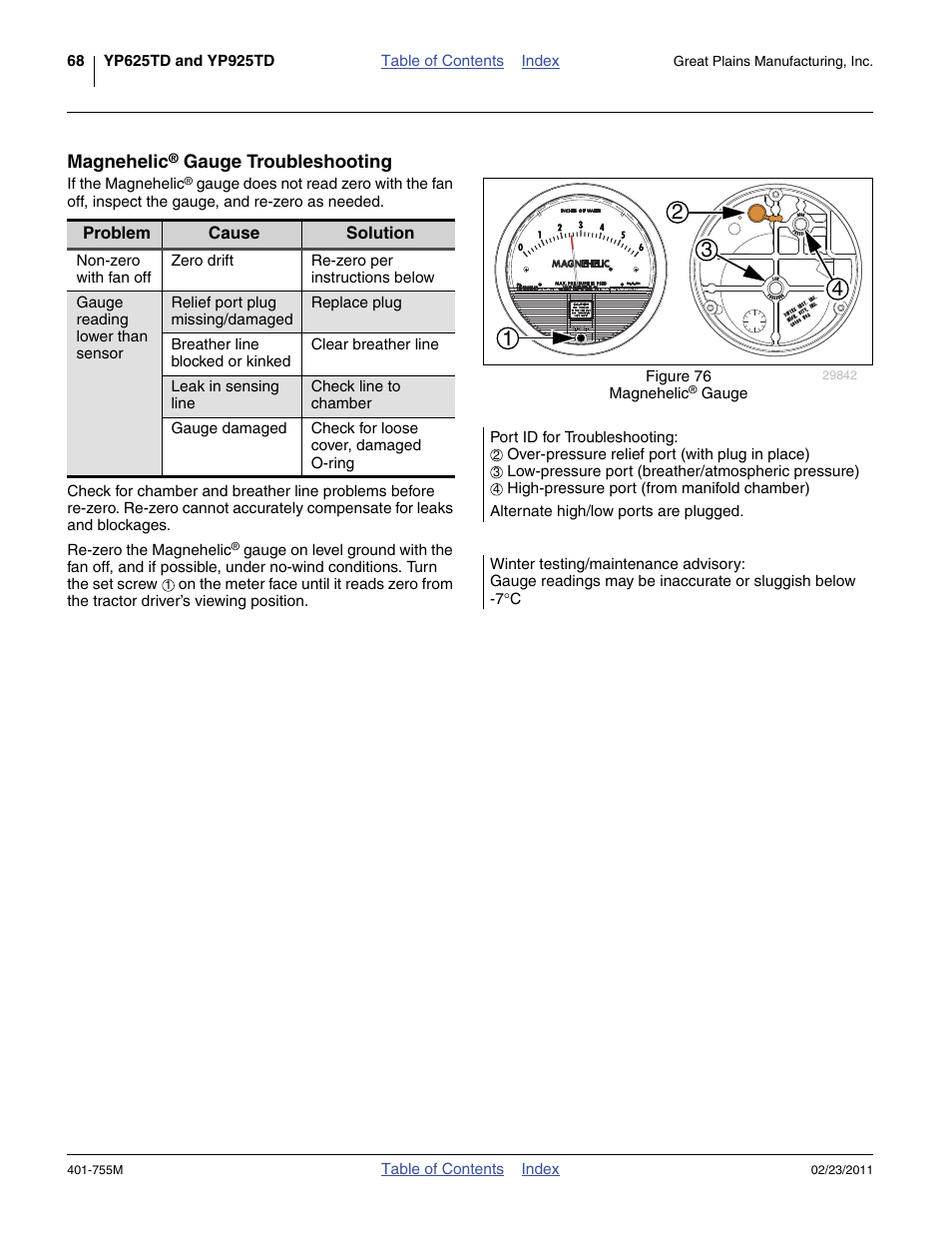 Magnehelic® gauge troubleshooting, Magnehelic, Gauge troubleshooting | Great Plains YP925TD Operator Manual User Manual | Page 72 / 134