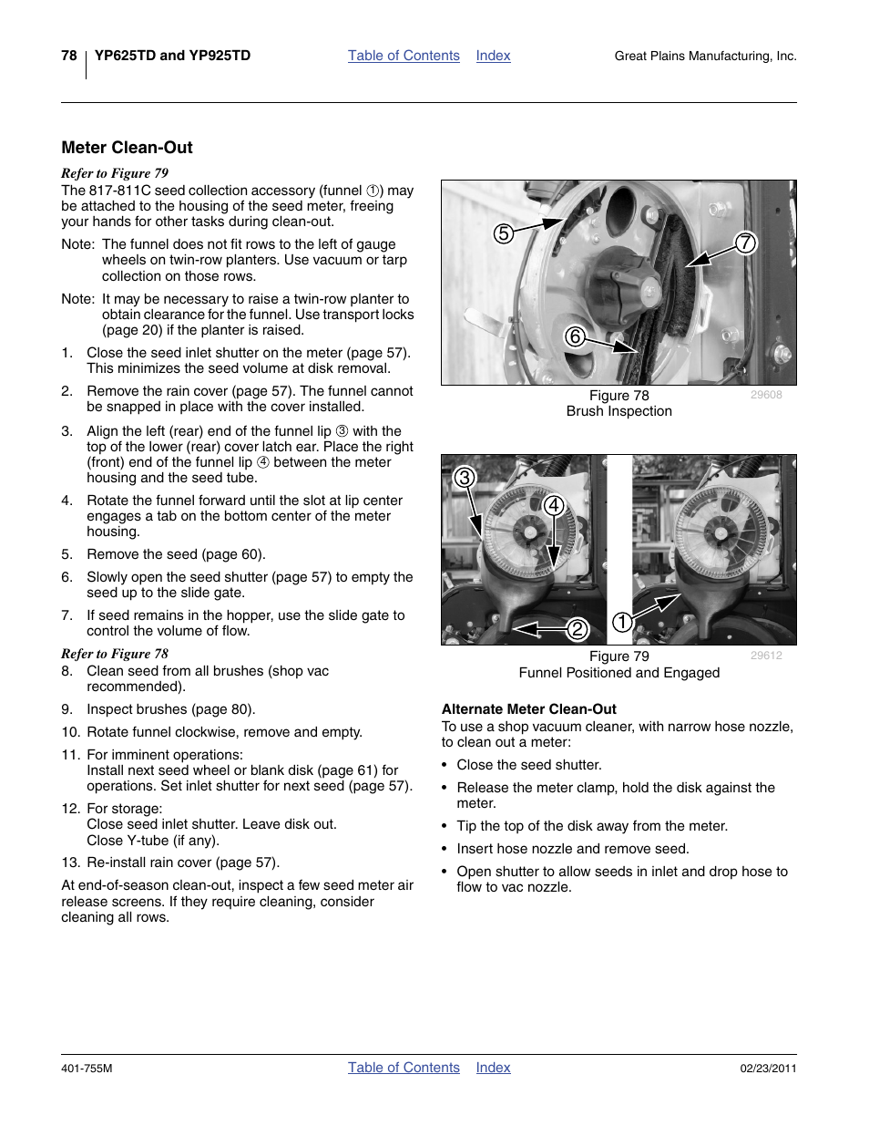 Meter clean-out, Alternate meter clean-out | Great Plains YP925TD Operator Manual User Manual | Page 82 / 134