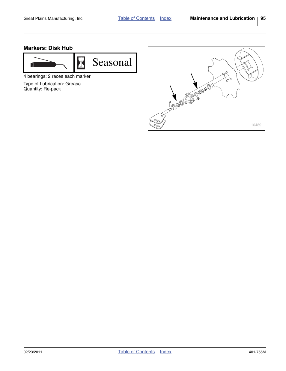 Markers: disk hub, Seasonal | Great Plains YP925TD Operator Manual User Manual | Page 99 / 134