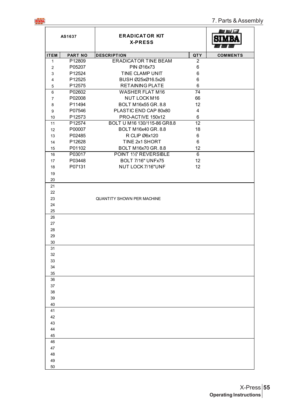 55 x-press, Parts & assembly | Great Plains AS2666 Assembly Instructions User Manual | Page 17 / 82