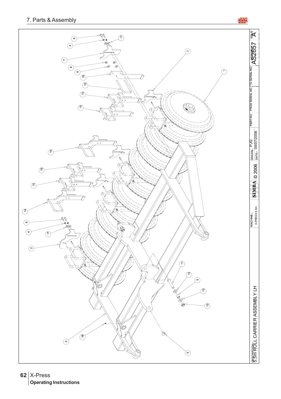 Aas2 65 7, X-press, 62 7. parts & assembly | Great Plains AS2666 Assembly Instructions User Manual | Page 24 / 82