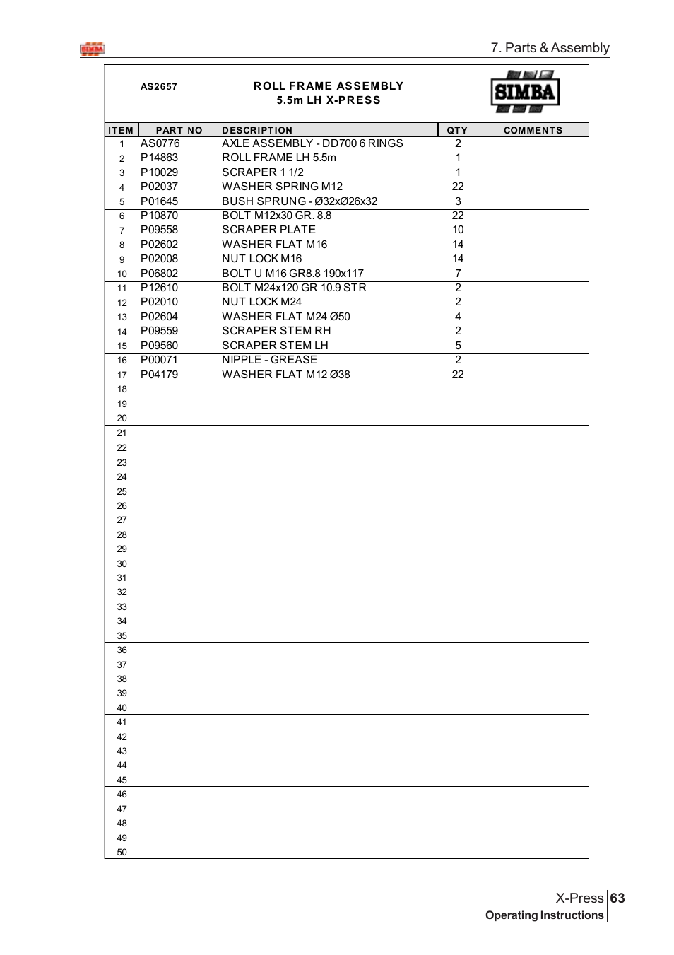 63 x-press, Parts & assembly | Great Plains AS2666 Assembly Instructions User Manual | Page 25 / 82