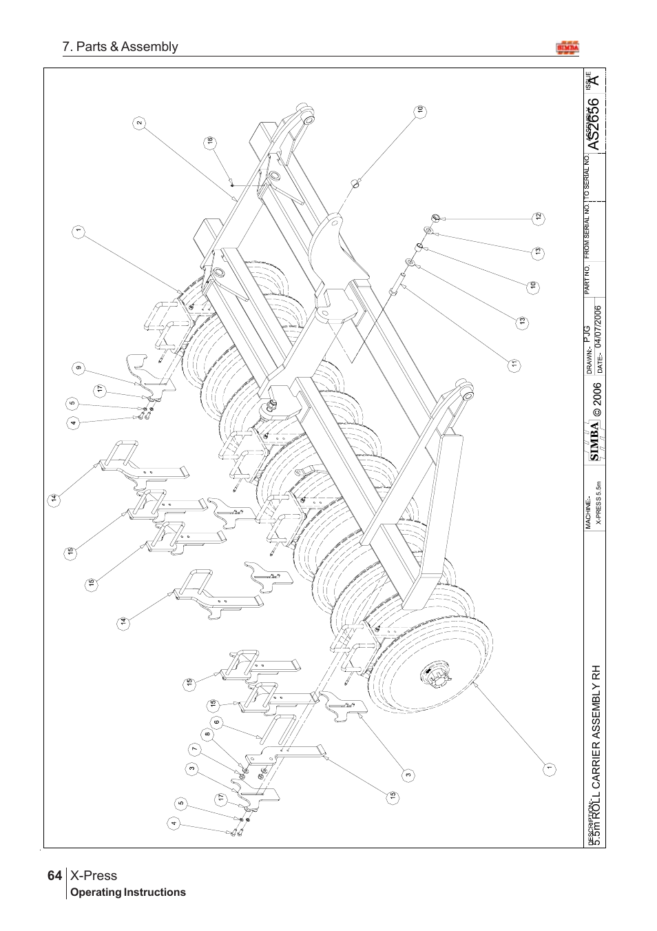 Aas2 65 6, X-press, 64 7. parts & assembly | Great Plains AS2666 Assembly Instructions User Manual | Page 26 / 82