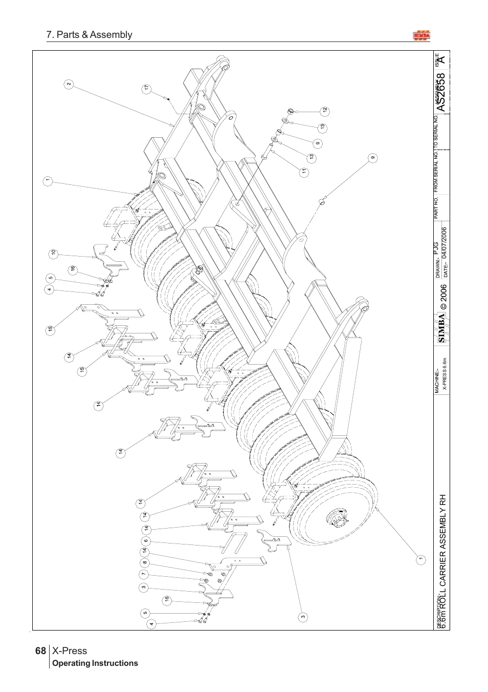 Aas2 65 8, X-press, 68 7. parts & assembly | Great Plains AS2666 Assembly Instructions User Manual | Page 30 / 82