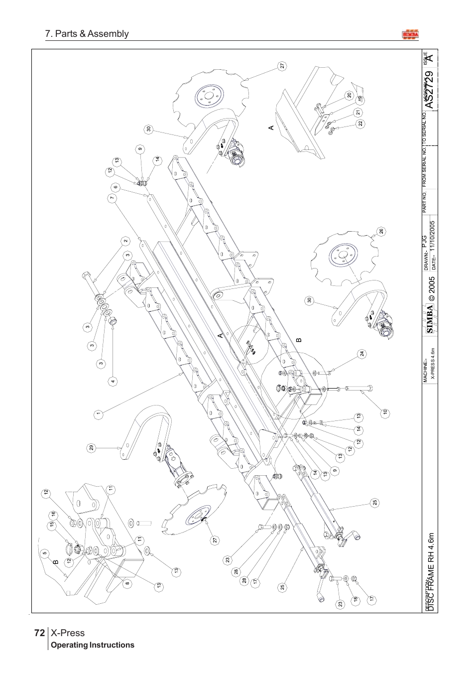 Aas2 72 9, X-press, 72 7. parts & assembly | Great Plains AS2666 Assembly Instructions User Manual | Page 34 / 82