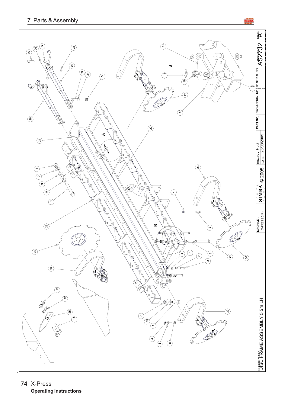 Aas2 73 2, X-press, 74 7. parts & assembly | Great Plains AS2666 Assembly Instructions User Manual | Page 36 / 82