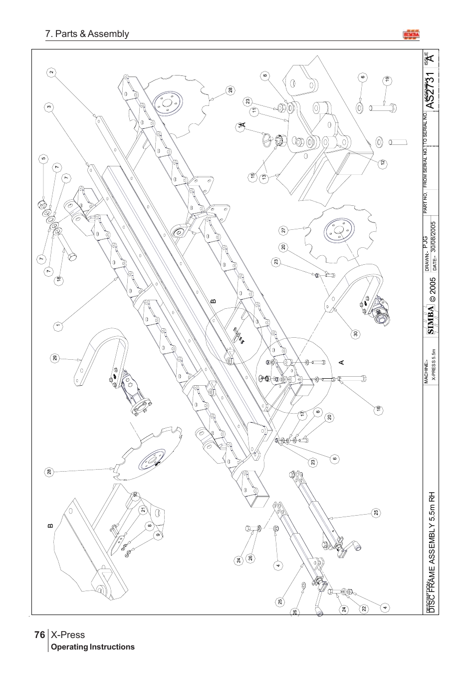 Aas2 73 1, X-press, 76 7. parts & assembly | Great Plains AS2666 Assembly Instructions User Manual | Page 38 / 82