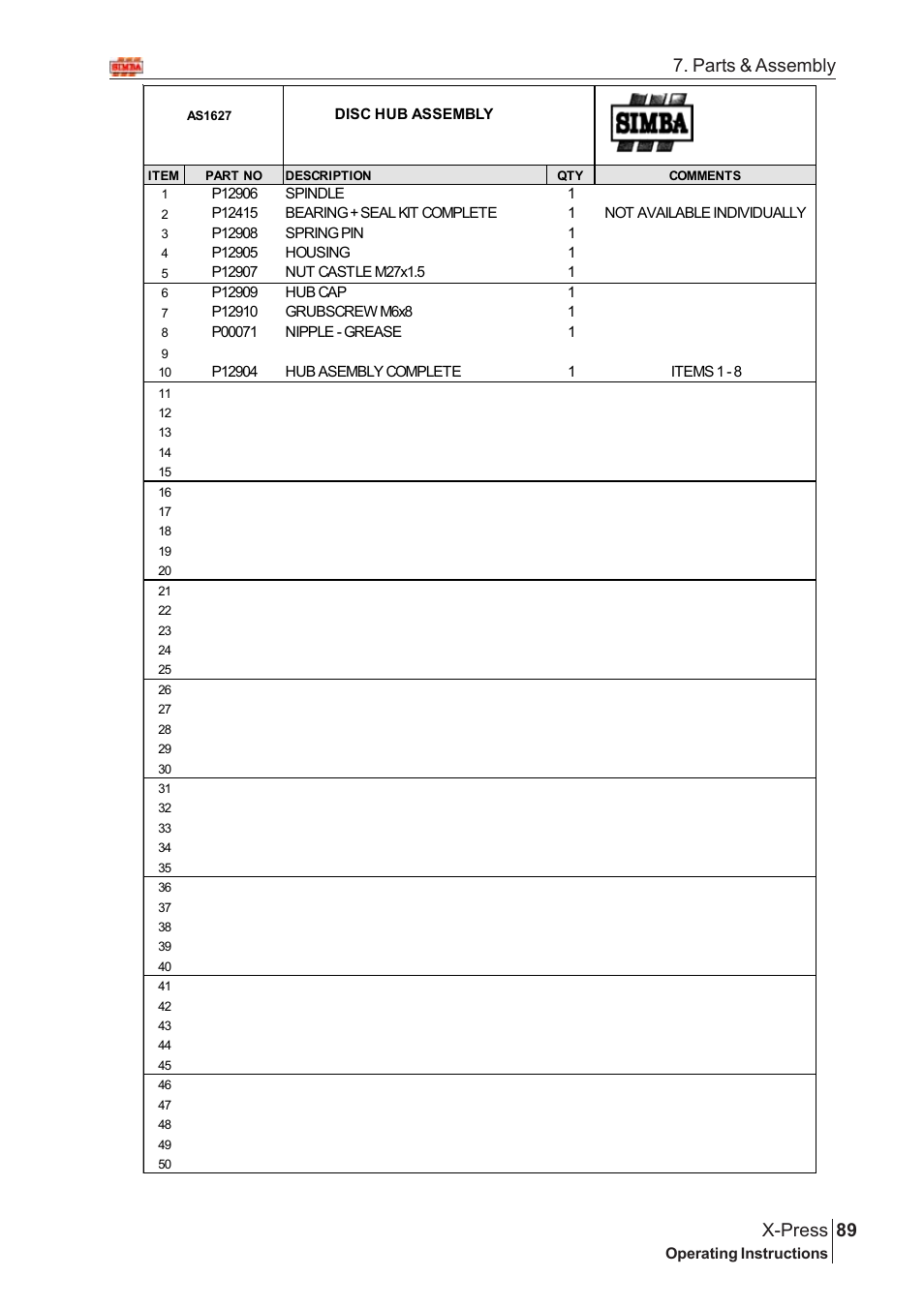 89 x-press, Parts & assembly | Great Plains AS2666 Assembly Instructions User Manual | Page 51 / 82