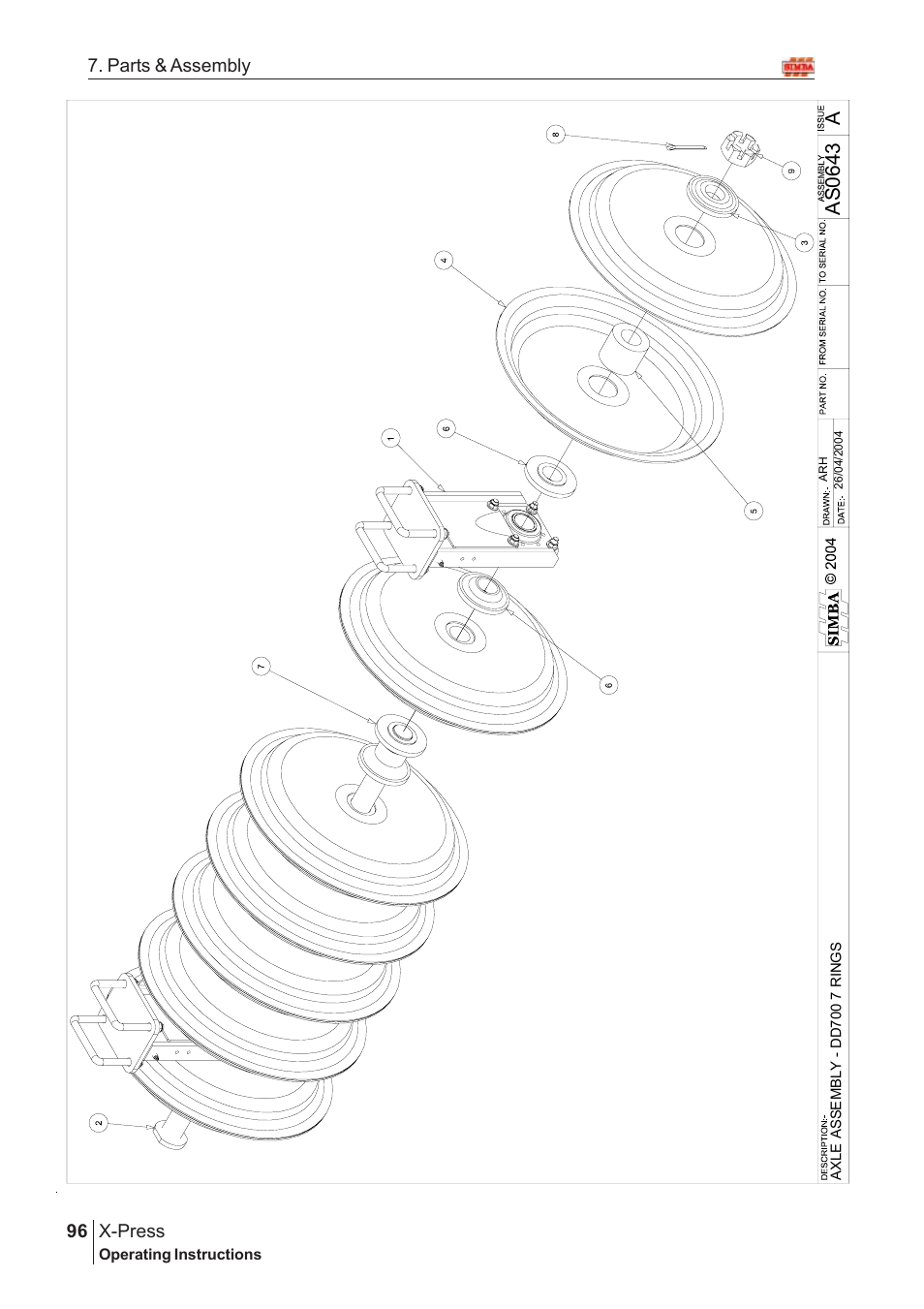 As 0 643, X-press, 96 7. parts & assembly | Great Plains AS2666 Assembly Instructions User Manual | Page 58 / 82