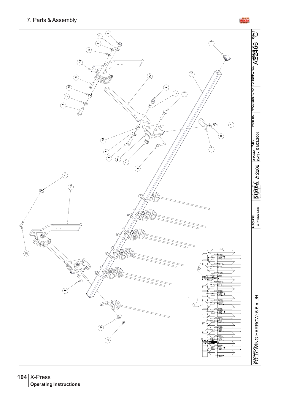Cas2 46 6, X-press, 104 7. parts & assembly | Great Plains AS2666 Assembly Instructions User Manual | Page 66 / 82