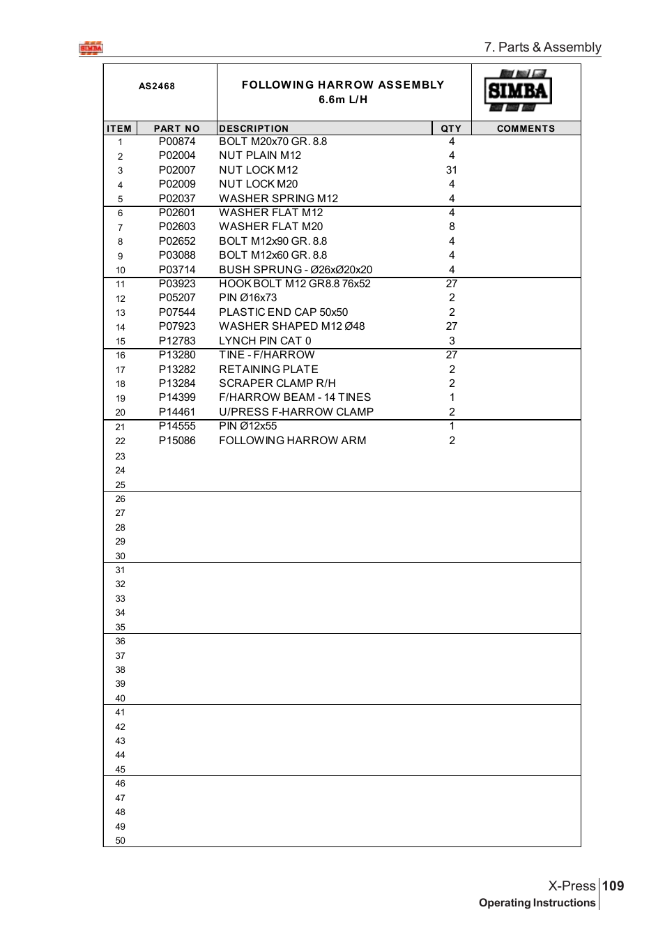 109 x-press, Parts & assembly | Great Plains AS2666 Assembly Instructions User Manual | Page 71 / 82