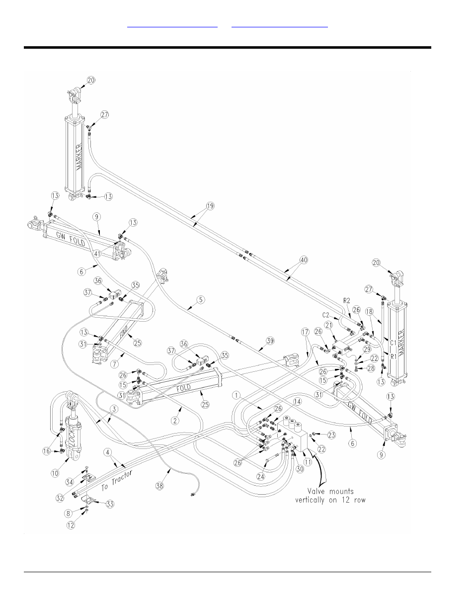 Fold and marker hydraulics (yp1225) (s/n b1023e+) | Great Plains YP1625A Parts Manual User Manual | Page 158 / 240