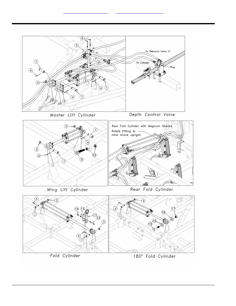 Hydraulic details, rigid hitch | Great Plains 6548 Series VII Field Cultivator-Rigid Hitch Parts Manual User Manual | Page 50 / 96