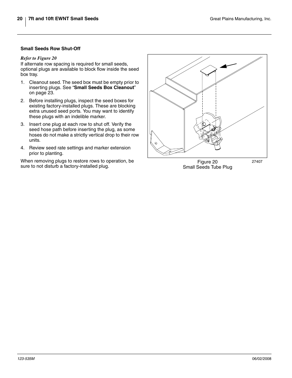 Small seeds row shut-off | Great Plains 1005NT Assembly Instructions User Manual | Page 22 / 44