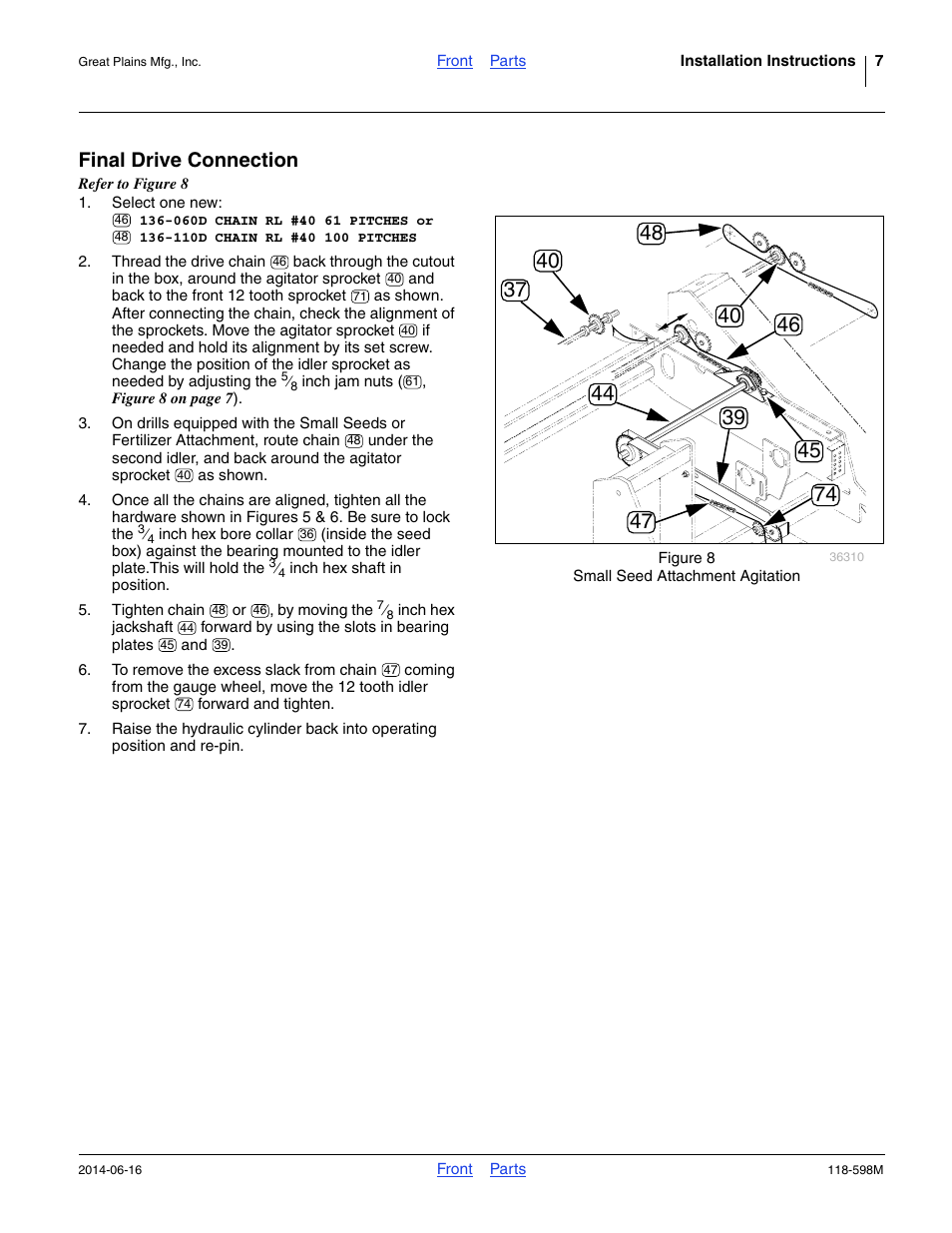 Final drive connection | Great Plains 1205NT Assembly Instructions User Manual | Page 7 / 14