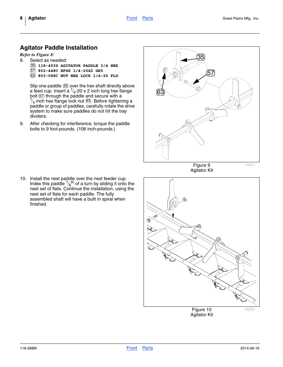 Agitator paddle installation | Great Plains 1205NT Assembly Instructions User Manual | Page 8 / 14