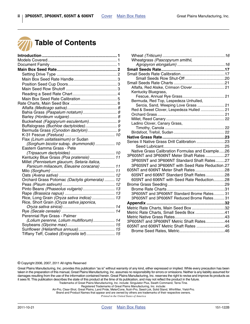 Great Plains 606NT Material Rate User Manual | Page 2 / 48