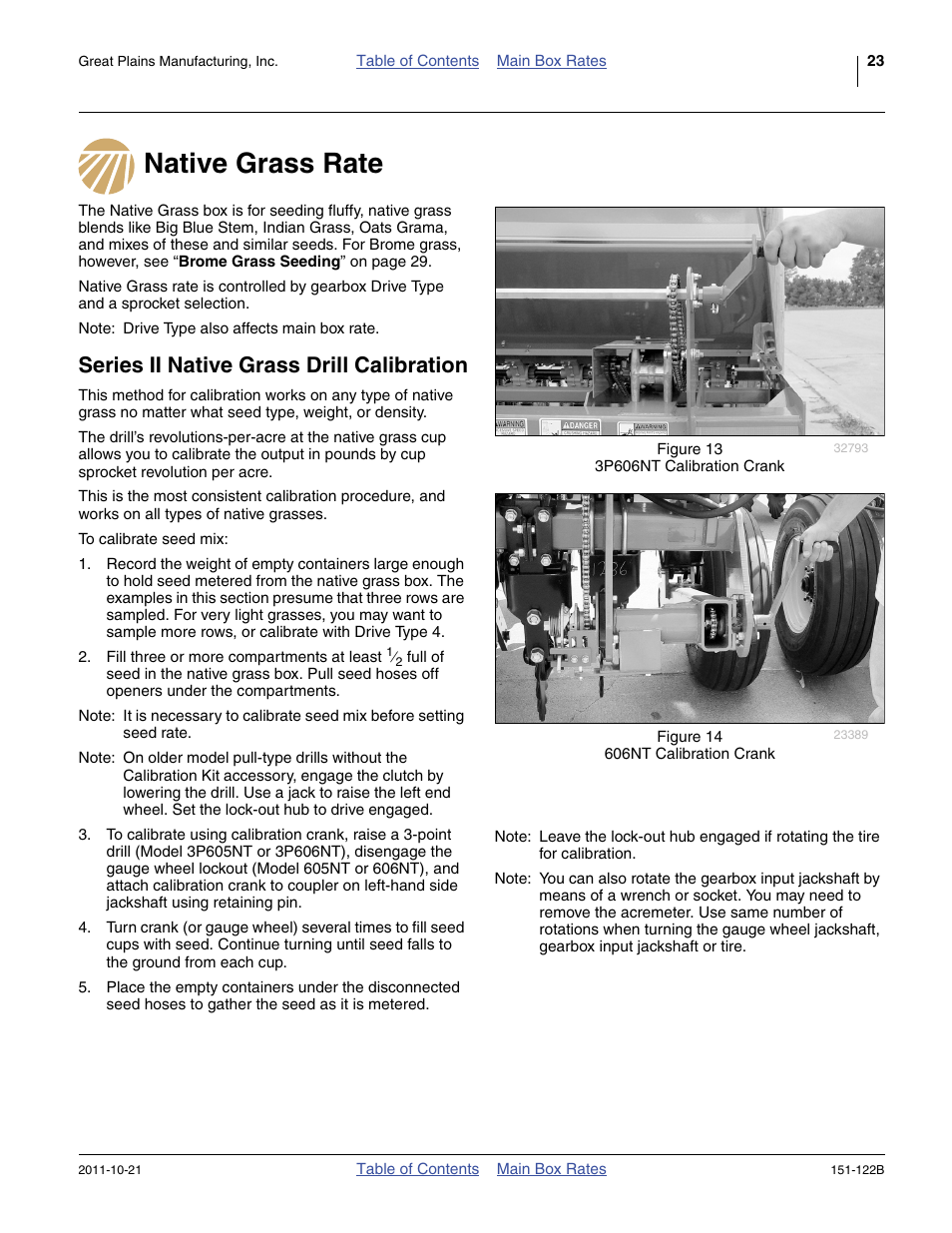 Native grass rate, Series ii native grass drill calibration | Great Plains 606NT Material Rate User Manual | Page 25 / 48