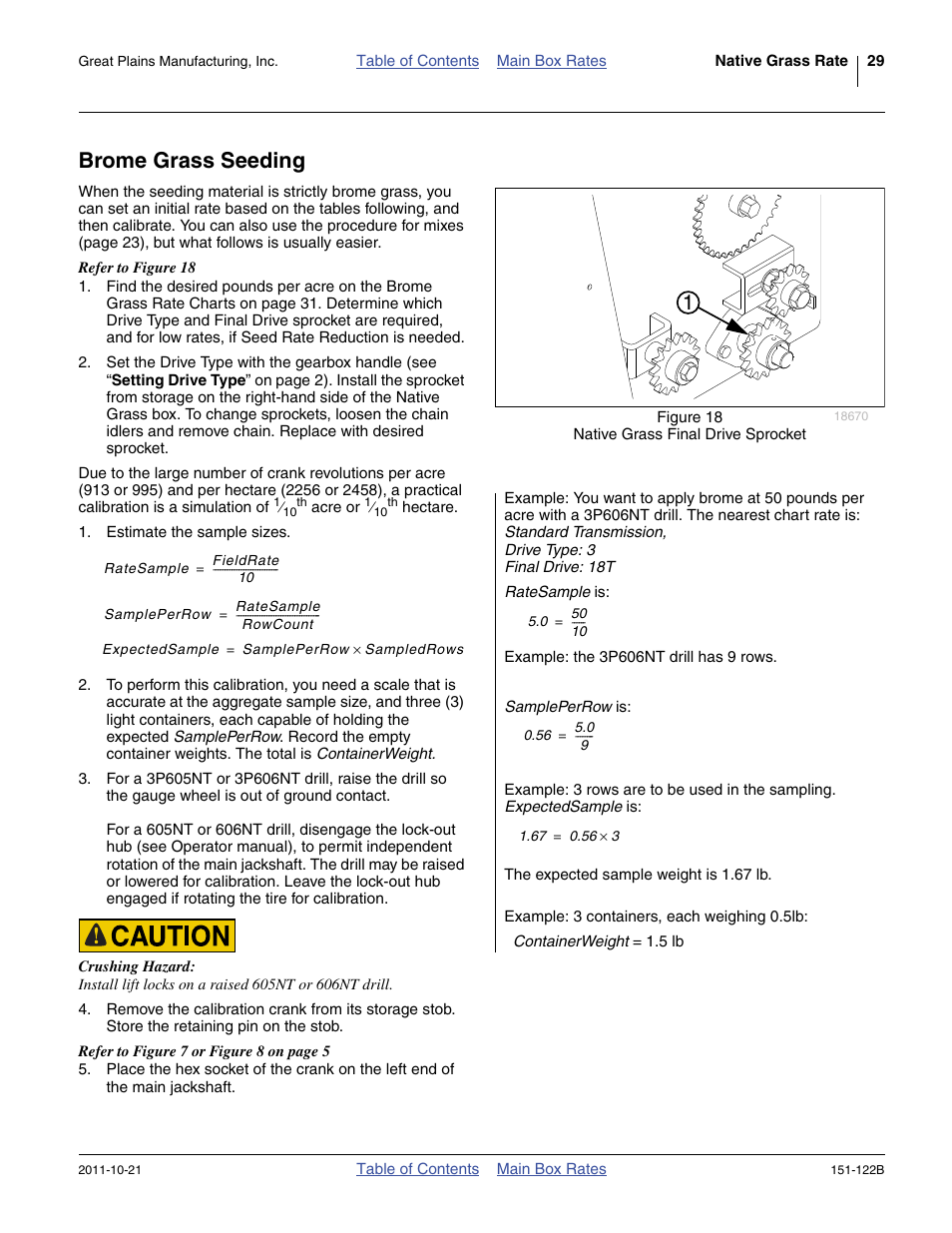 Brome grass seeding | Great Plains 606NT Material Rate User Manual | Page 31 / 48