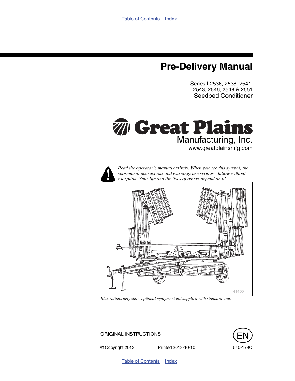 Great Plains 2551SC Predelivery Manual User Manual | 28 pages