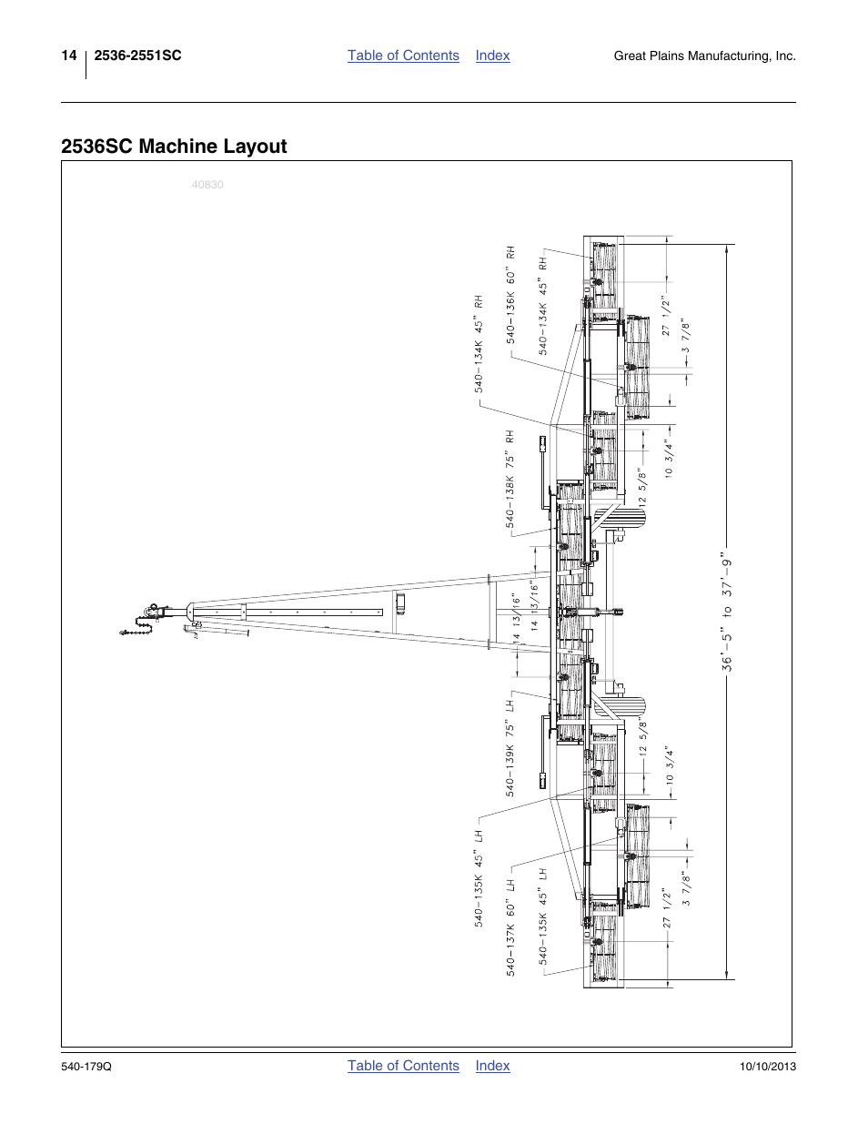 2536sc machine layout | Great Plains 2551SC Predelivery Manual User Manual | Page 18 / 28