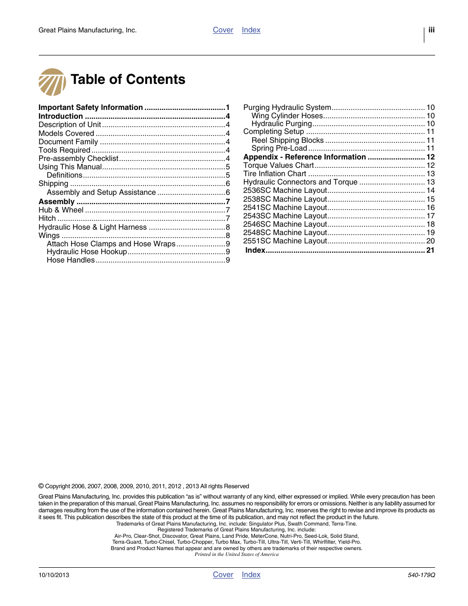 Great Plains 2551SC Predelivery Manual User Manual | Page 3 / 28