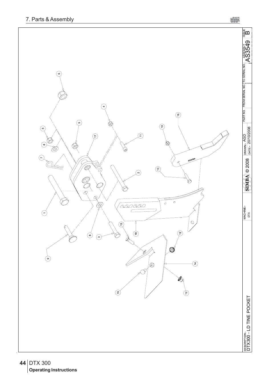 Bas 3549, Dtx 300, 44 7. parts & assembly | Great Plains DTX 300 Assembly Instructions User Manual | Page 10 / 24