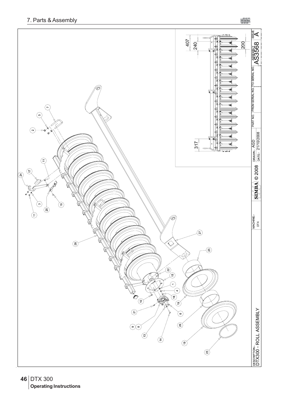Aas 3568, Dtx 300, 46 7. parts & assembly | Great Plains DTX 300 Assembly Instructions User Manual | Page 12 / 24