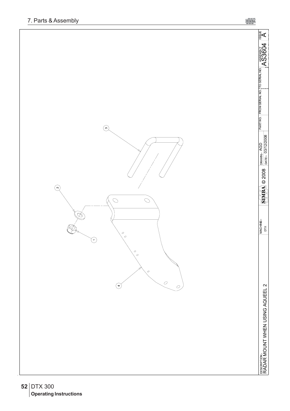 Aas 3604, Dtx 300, 52 7. parts & assembly | Great Plains DTX 300 Assembly Instructions User Manual | Page 18 / 24