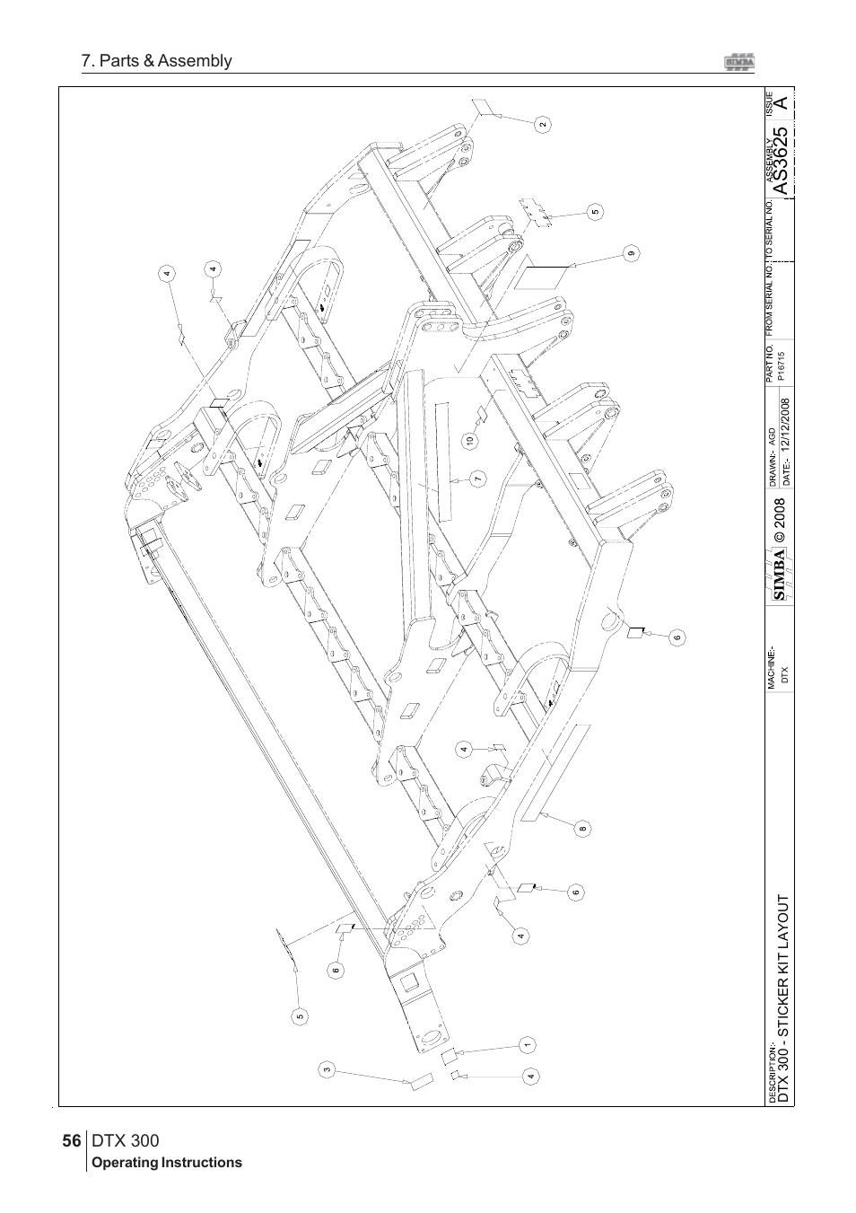 Aas 3625, Dtx 300, 56 7. parts & assembly | Great Plains DTX 300 Assembly Instructions User Manual | Page 22 / 24
