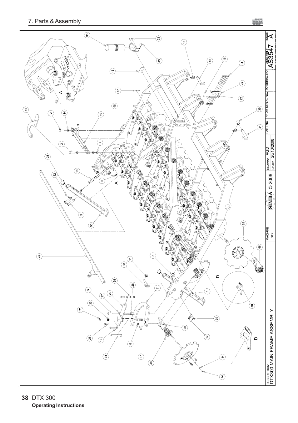 Aas3 54 7, Dtx 300, 38 7. parts & assembly | Great Plains DTX 300 Assembly Instructions User Manual | Page 4 / 24